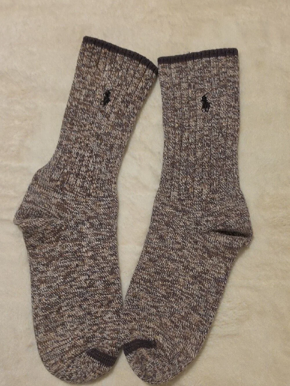 Ralph Lauren Ribbed Marled Crew Socks - Brown (Men's)